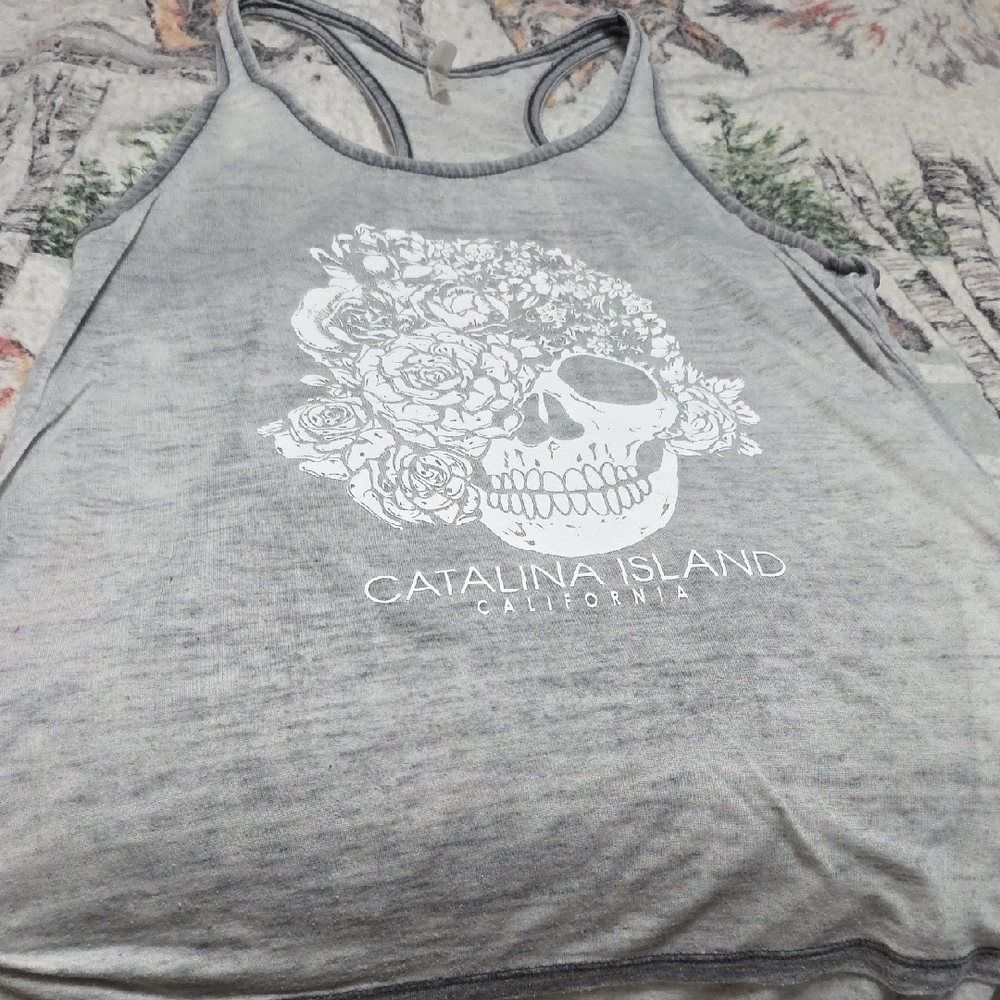 Catalina Island Gray Graphic Tank Top by